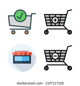 basket icon set. vector set about supermarkets and shopping cart icons set.