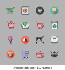 basket icon set. vector set about washing machine, shopping basket, supermarket and basketball icons set.
