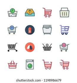 basket icon set. vector set about shopping cart, supermarket, outbox and shopping basket icons set.