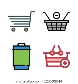basket icon set. vector set about shopping cart, garbage bin and shopping basket icons set.