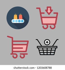 basket icon set. vector set about supermarket, shopping basket and shopping cart icons set.