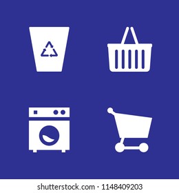 basket icon set. washing machine, recycling bin and shopping basket vector icon for graphic design and web