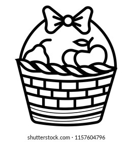 Basket icon with shadow and other picnic icons.