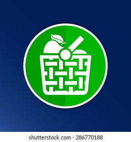 Basket icon with shadow and other picnic icons.