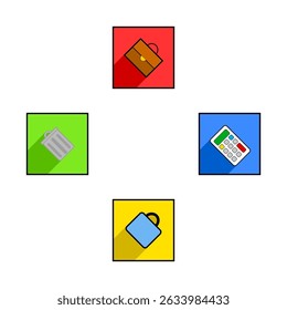 Basket icon. Shopping bag symbol. Red green squares. Vector store illustration.