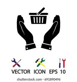 basket icon, vector best flat icon, EPS