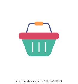 basket icon vector flat style. colored shopping icon design. isolated on white background