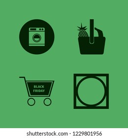 basket icon. basket vector icons set tumble dry, shopping cart, washer and basket pineapple banana