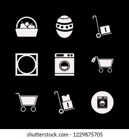 basket icon. basket vector icons set basket apple apricot pear, shopping cart, sale shopping cart and washer