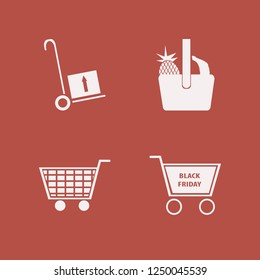 basket icon. basket vector icons set handcart, basket pineapple banana and shopping cart