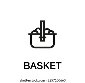 Korbsymbol-Vektorgrafik. Lineares Design für mobiles Konzept und Webdesign. Korbsymbolgrafik. Pixel-Vektorgrafiken - Vektorgrafik