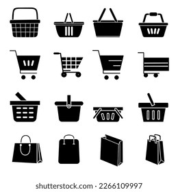 Basket icon vector set. Shop cart illustration sign collection. Shop pacage symbol. Shoping logo.