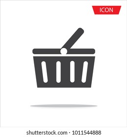 Basket icon vector or shopping symbol isolated on white background.