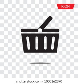 Basket icon vector or shopping symbol isolated on transparent background.