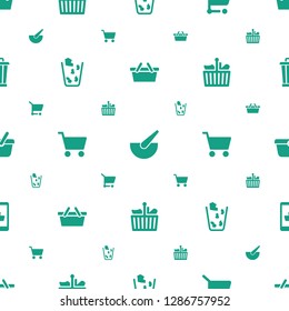 basket icons pattern seamless white background. Included editable filled shopping bag, bucket, shopping cart, trash bin, online shopping icons. basket icons for web and mobile.