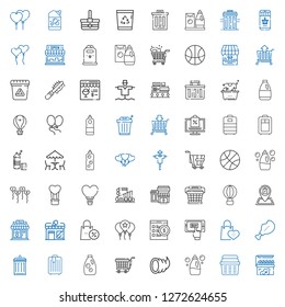 basket icons set. Collection of basket with store, laundry, detergent, cornucopia, trolley, garbage, supermarket, supermarkets, mobile shopping. Editable and scalable basket icons.