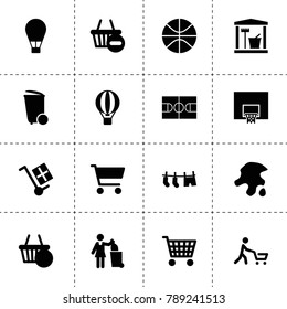 Basket icons. vector collection filled basket icons. includes symbols such as trash bin, laundry room, garbage, drying clothes. use for web, mobile and ui design.