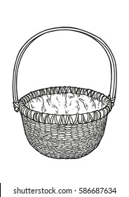 Basket Illustration Drawing Engraving Line Art Stock Vector (Royalty ...