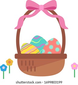 Basket illustration with easter eggs