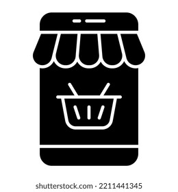 Cesta dentro de los smartphones, icono de las compras móviles 