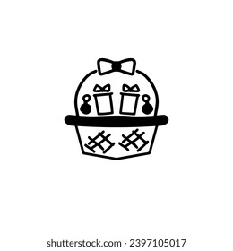 basket isolated on white, vector  outline