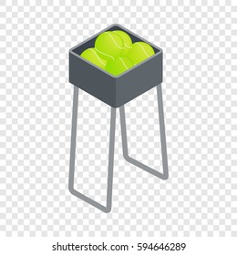 Basket for keep tennis balls isometric icon 3d on a transparent background vector illustration