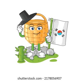 the basket korean character. cartoon mascot vector