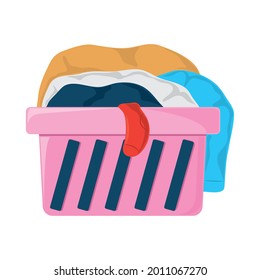 basket laundry with clothing isolated icon