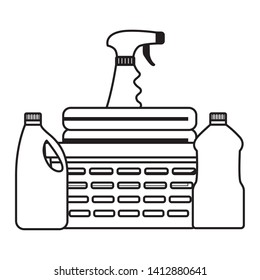 basket laundry spray products spring cleaning tools vector illustration