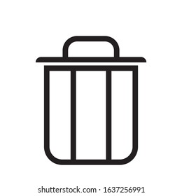 basket with lid, deleting files or items in the basket, flat vector. Vector EPS 10
