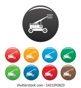 Basket Lift Truck Icons Set 9 Color Vector Isolated On White For Any Design