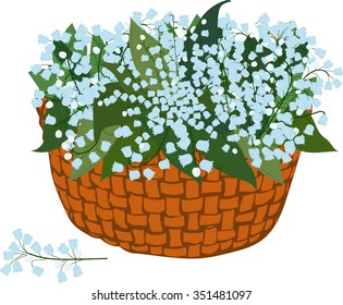 basket of lilies of the valley with transparent background