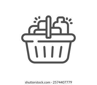 Basket line icon. Grocery store sign. Food market basket symbol. Quality design element. Linear style basket icon. Editable stroke. Vector