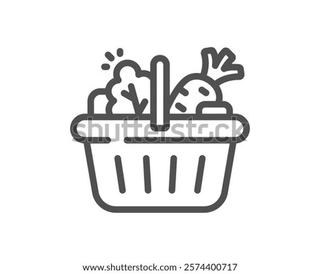 Basket line icon. Grocery store sign. Food market basket symbol. Quality design element. Linear style basket icon. Editable stroke. Vector