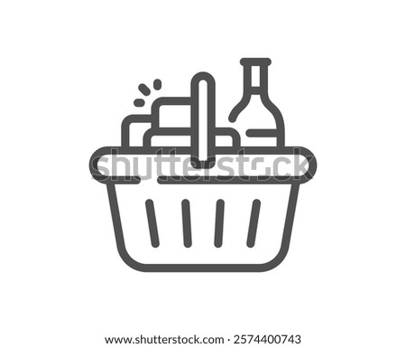 Basket line icon. Grocery store sign. Food market basket symbol. Quality design element. Linear style basket icon. Editable stroke. Vector