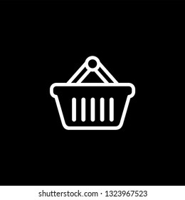 Basket Line Icon On Black Background. Black Flat Style Vector Illustration.