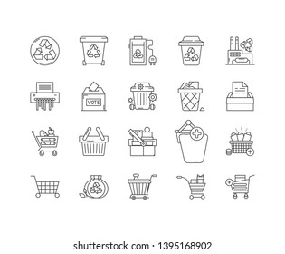 Basket line icons, signs, vector set, outline illustration concept 