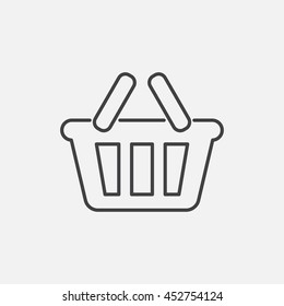 Basket. Line outline Icon Vector. Shopping Sign isolated on white background. Flat design style
