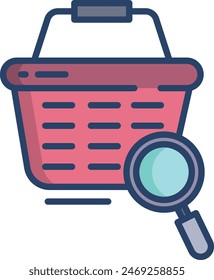 Basket linear color vector illustration