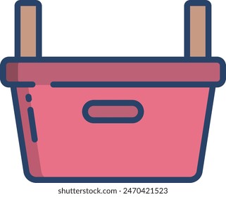 basket linear color vector illustration