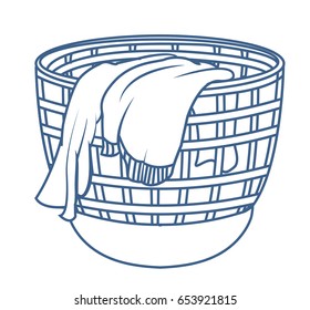 Basket with linens vector