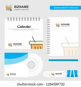 Basket Logo, Calendar Template, CD Cover, Diary and USB Brand Stationary Package Design Vector Template