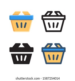 Basket logo icon design in four style. Line, Glyph, Flat and Color Line style