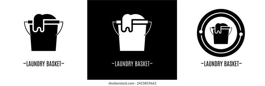 Basket logo set. Collection of black and white logos. Stock vector.