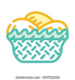 basket with mango color icon vector. basket with mango sign. isolated symbol illustration