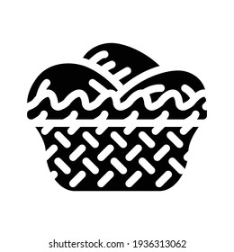 basket with mango glyph icon vector. basket with mango sign. isolated contour symbol black illustration