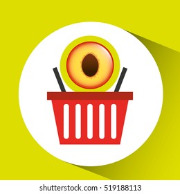 basket market sweet peach icon design vector illustration eps 10