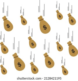 The basket of money and the content of how to earn money in a professional manner falls on a white background