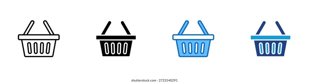 Vector de diseño de icono de estilo múltiple: cesta de compra mínima que representa compras de alimentos, comestibles, compras en línea o en la tienda