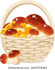 cesta com cogumelos sem vetor de fundo